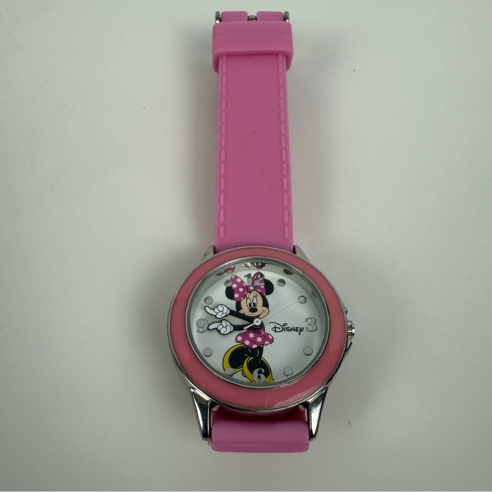 Disney Girl Analog Classic Quartz Watch with Pink Rubber Strap